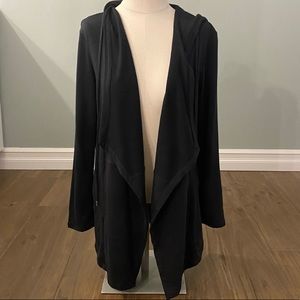 JJILL knit open front hooded cardigan - black - size S petite